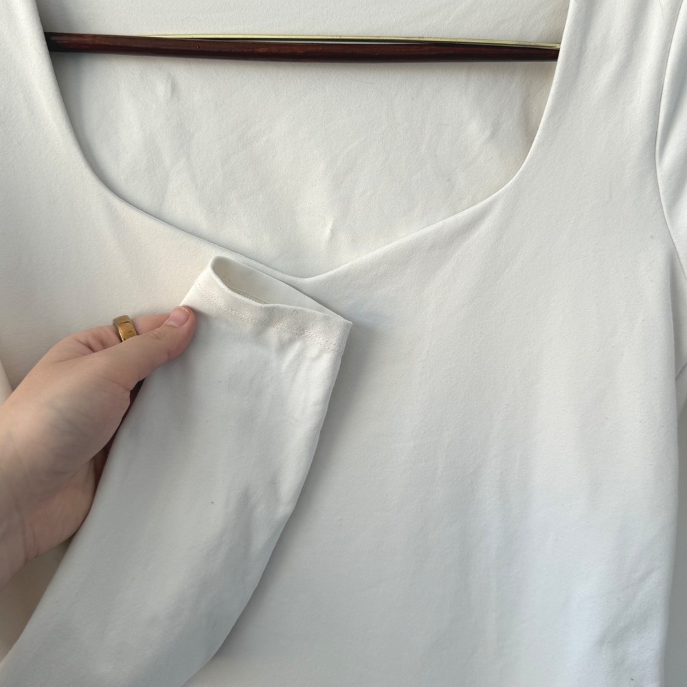 Abercrombie & Fitch Soft Bodysuit White Square Neck Long Sleeve Women's‎ Size M - Picture 7 of 9